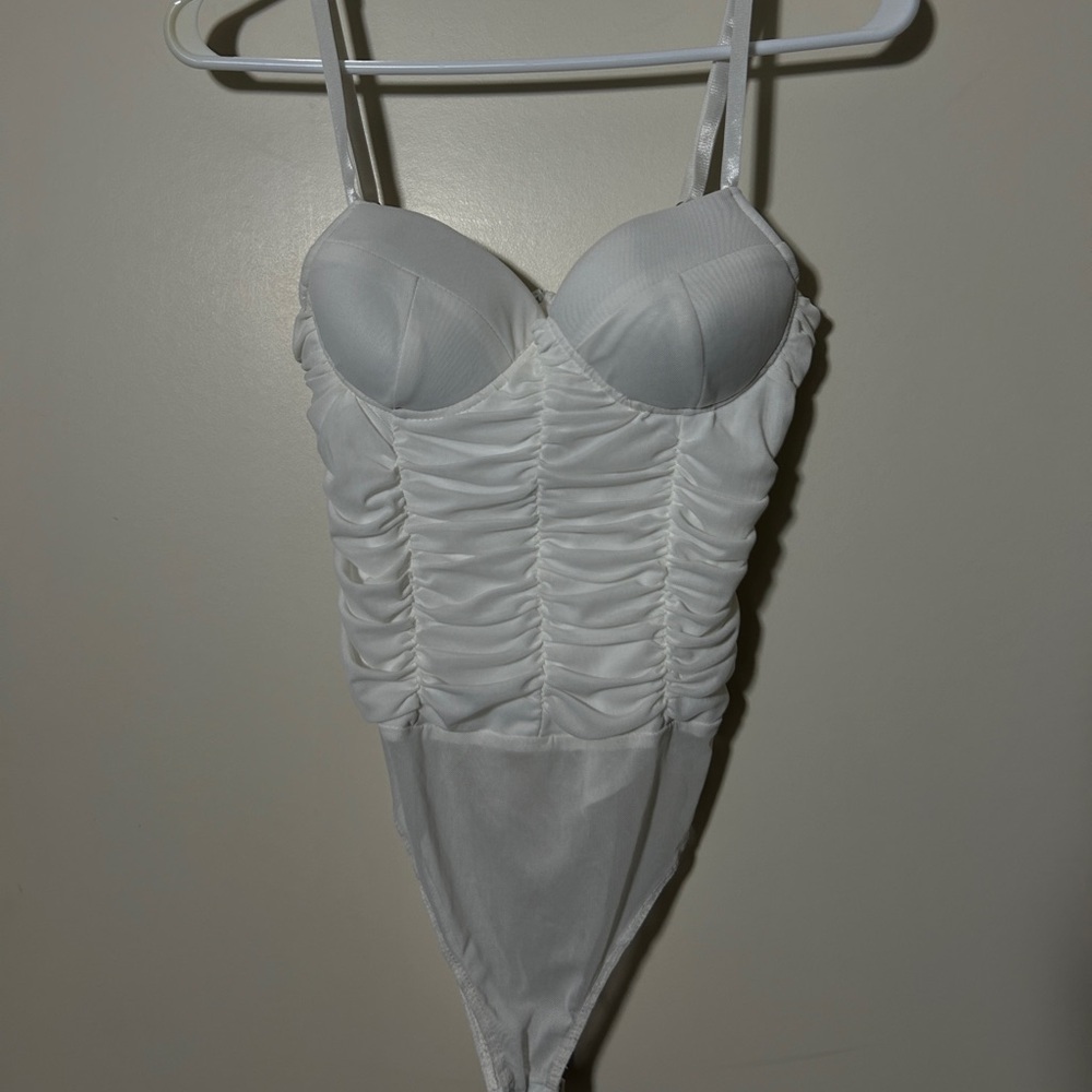 White Ruched Bodysuit